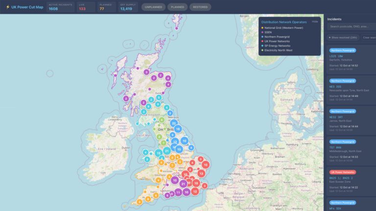 UK Power Cut Map